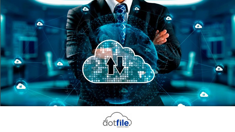 Ambiente Nextcloud corporativo com foco em segurança, governança, backup e compliance para empresas, destacando a infraestrutura da Dotfile.